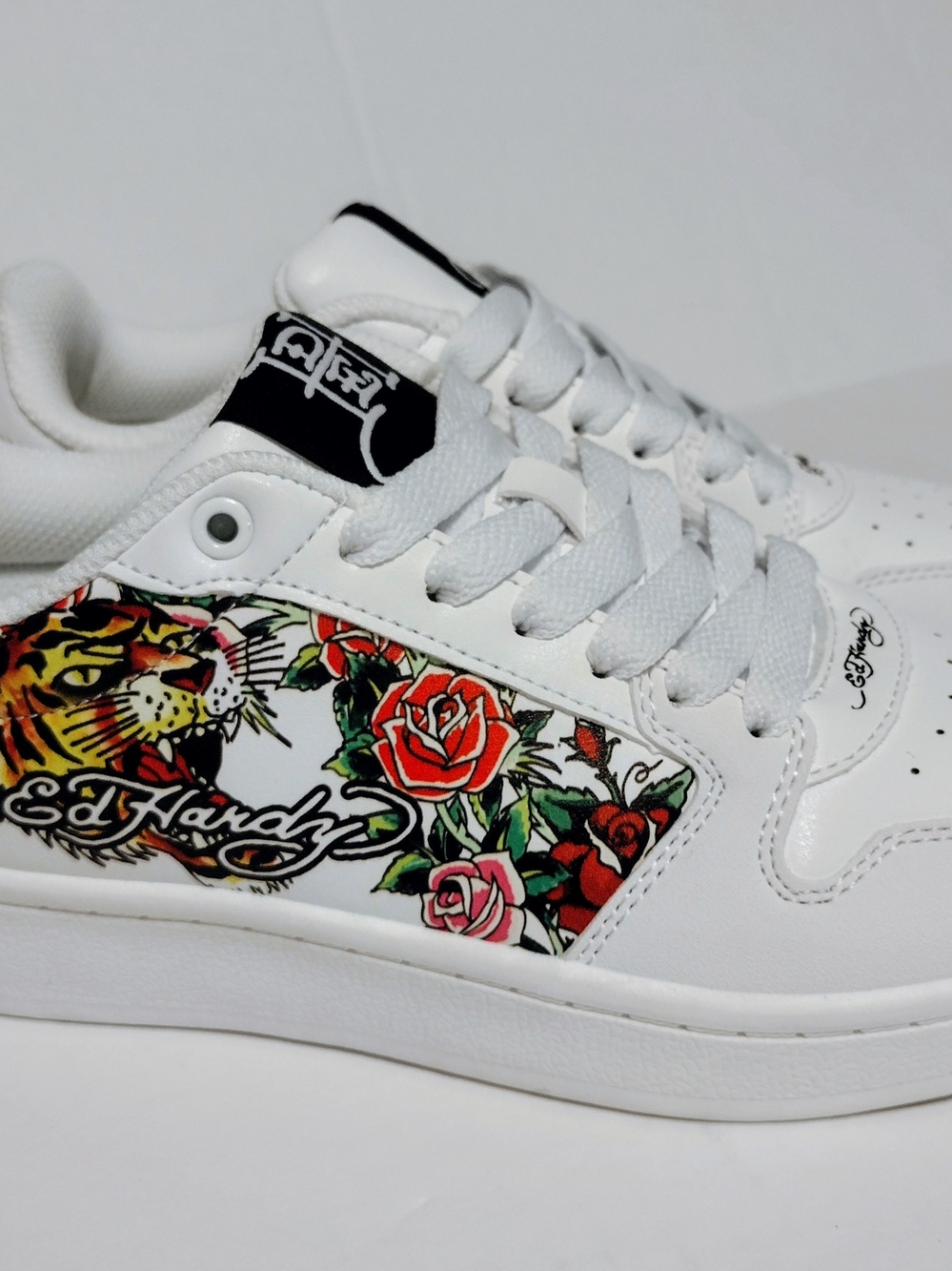 Ed Hardy Women's White Tattoo-Print Low Top Sneaker